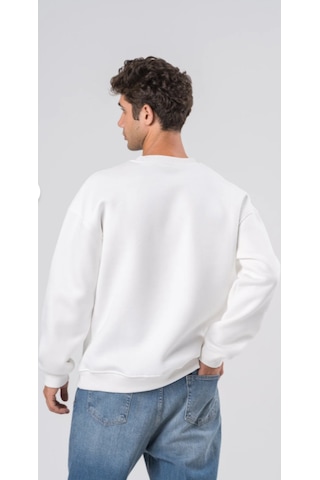 Coal City Erkek Regular Fit Organik Pamuklu 3 İp Şardonlu O Yaka Siyah Sweatshirt Ekru