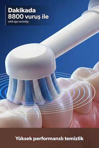 Brushboss 4701H 4 Modlu 21 Gün Kullanım Süreli Akıllı Zamanlayıcılı Şarjlı Diş Fırçası Mavi