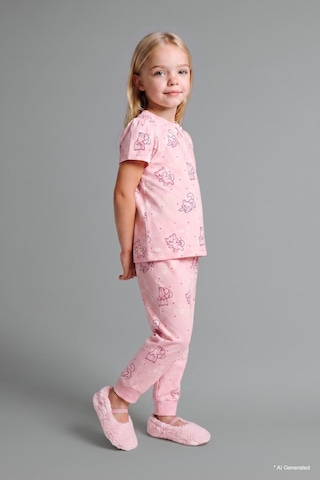 Defacto Kısa Kollu Desenli Üst Esnek Bell Alt 2li Pijama Takımı Kız Bebek I1006a526aupn105 Pembe-pn105