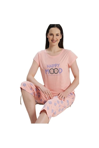 Bipamuk Mare Blu Tasarım Kadın Pijama Takımı Kısa Kollu Kapri S/xl Çok Renkli