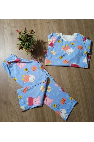 Peppa Pig Figürlü Desenli Çocuk Takımı Açik Mavi