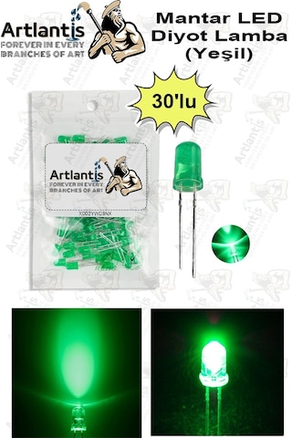 Yeşil Mantar Led Diyot Lamba 30 Lu 1 Paket Yeşil 4.8 Mm Mini Mantar Led Lamba Deney Bilim Proje Arduino Işığı