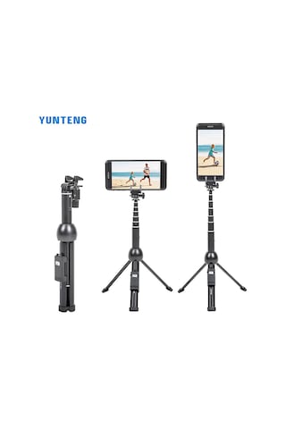 Springsun Tripod Yunteng 2'si 1 Arada Taşınabilir Katlanabilir Telefon Selfie Çubuğu Tripod 7 Bölmeli 113cm