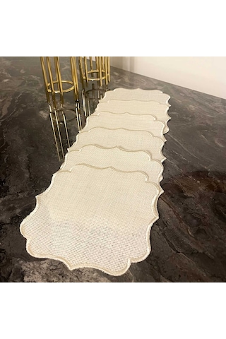 Etamin İşlemelik Kokteyl Peçete 6'lı Bej