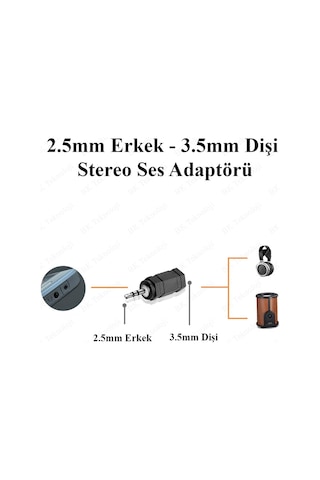 2.5mm Erkek - 3.5mm Dişi Konnektör Stereo Ses Adaptörü Dönüştürüc