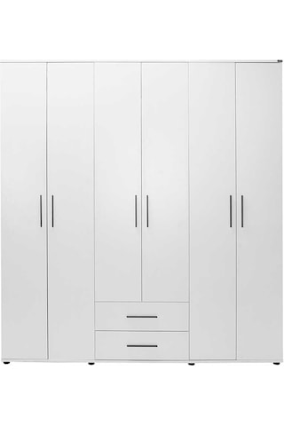 White 6 Kapaklı 2 Çekmeceli Gardırop-mat Beyaz 206x213x52 Cm Gxyxd
