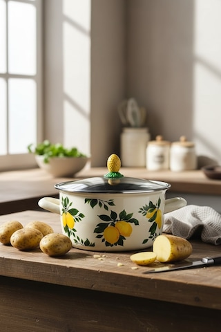 Akayev Emaye Limon 24 Cm Kızartma Tenceresi Limonlu