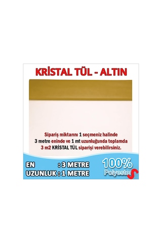 Süsleme Tülü Kristal Tül, 3 Mt En X 1 Mt Uzunluk - Altın 0-99