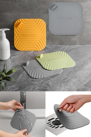 Tineke Gri Renk Kare Kötü Koku Önleyici Silikon Mat Banyo Mutfa