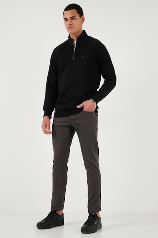 Buratti Pamuklu Relaxed Fit Yarım Fermuarlı Dik Yaka Erkek Sweat 5901232 Siyah