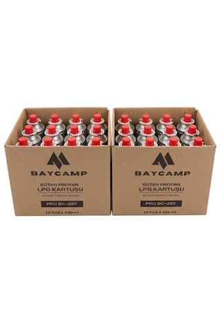 Baycamp 227gr 400 Ml Butan Propan Lpg Kartuş 24 Lü Paket Çok Renkli