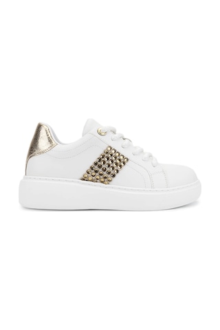 Tamer Tanca Kadın Suni Deri Beyaz Sneakers & Spor Ayakkabı 735 04 Bn Ayk Sk25-26 Beyaz/dore Beyaz