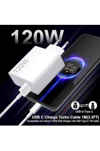 120w Turbo Şarj Aleti Type-c Ultra Hızlı Şarj Seti Akım Sıcaklık Korumalı Super Charger Şarj Adaptörü