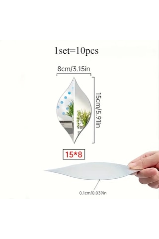Gümüş Aynalı Pleksi Su Damlası Duvar Dekor 15x8cm 10 Adet