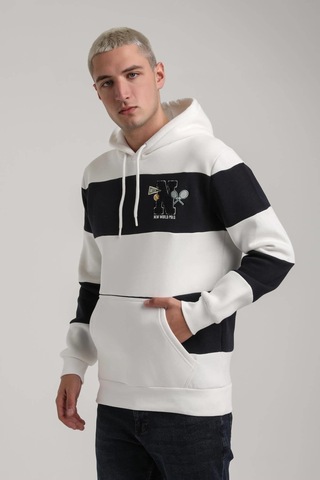 Kapüşonlu Ekru Slim Fit Full-zip Sweatshirt 24fwm64077 Ekru