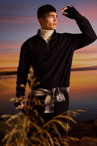 Defacto Boxy Fit Dik Yaka Yarım Fermuarlı Polar Sweatshirt E8632ax25wnbk81 Siyah
