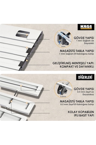 Haegs Full Alüminyum Katlanır Kamp Masası, Piknik, Plaj, Ourdoor Hafif Kamp Masası Büyük Boy - Siyah