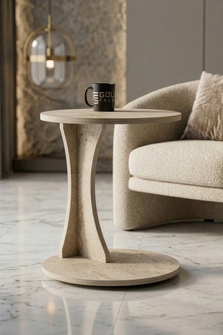 Storeşahin Yuvarlak C Yan Sehpa Suntalam Ekru 38x55 Shn0720