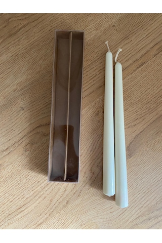 Şamdan Mum - 2 'lü Set % 100 Soya Wax Doğal Mum Doğal Renk