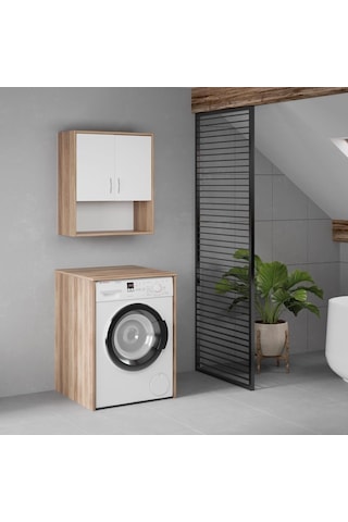 Denko Marmara 65 Cm Mdf Çamaşır Makinesi Banyo Dolabı Takımı Çok Renkli