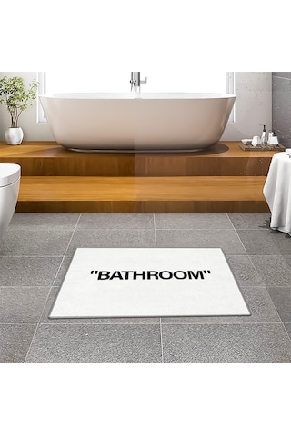 Evaşk Banyo Paspası İpeksi Kadifemsi Halı Yüzey Kaymaz Taban 40x60 BM01840B Beyaz