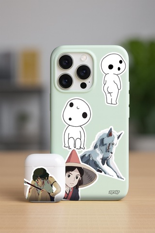 Mononoke Hime Princess Mononoke Anime Telefon Laptop Yapışkanlı Folyo Sticker Paketi 22 Adet Çok Renkli