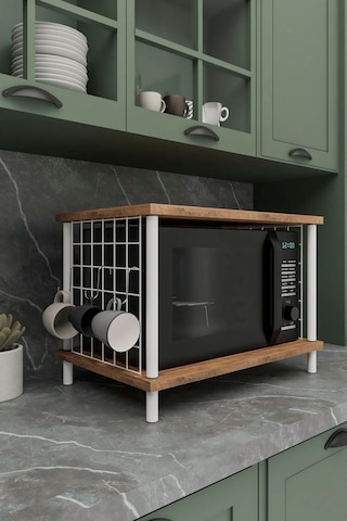 Çok Amaçlı Mikrodalga Dolabı Atlantik Çam Tezgah Üstü Düzenleyici, Raflı Fırın Standı Atlantik Çam