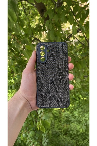 Samsung Uyumlu Galaxy A56 Yılan Desenli Kabartma Dokulu Kılıf Siyah