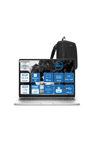 Dell Pro 16 PC16250BTO105P03 Ultra 5-235U 16 GB 1 TB SSD 16" W11P Dizüstü Bilgisayar + Zetta Çanta