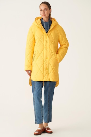 Perspective Kapüşonlu Regular Fit Sarı Kadın Mont 22270533