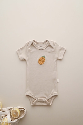 Ohlalakoala Ananas Nakışlı Çıt Çıtlı Body-zıbın Vizon