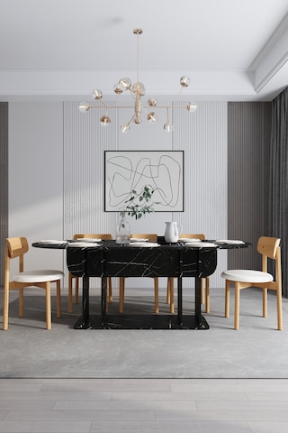 Modern 8 Kişilik Mutfak Yemek Masası Ve Sandalye %100 Mdf Mutfak Yemek Odası Masası Takımı Ymt08 Royal Mermer