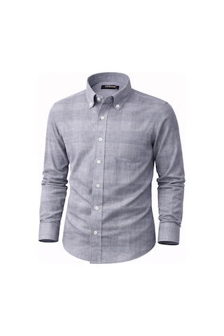 Lugon Klasik Regular Fit Uzun Kol Erkek Gömlek 7608 Gri