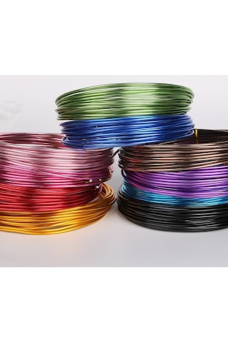 10 Adet. Alüminyum Tel. 1 Mm Kalınlık. 10 Farklı Renk. Metal Tel N11.24001
