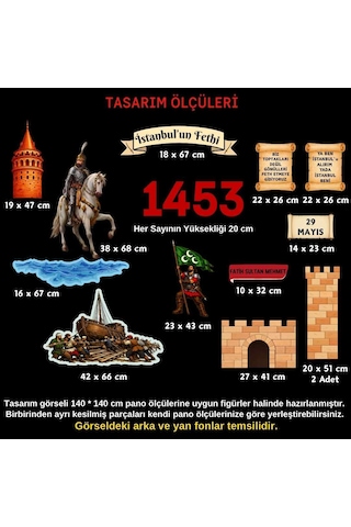 İstanbul'un Fethi Temalı Okul Panosu Figür Seti Hazır Kesim Sınıf Süsü 7