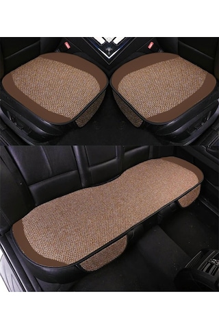 Bod Oto Koltuk Koruyucu Keten Minder Cepli 3 Lü Set Taba