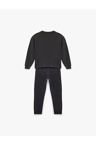 Koton Üç İplik Baskılı Uzun Kollu Bisiklet Yaka Sweatshirt Eşofman Takımı - 2'li Set Antrasit 6skg10279ak Antrasit