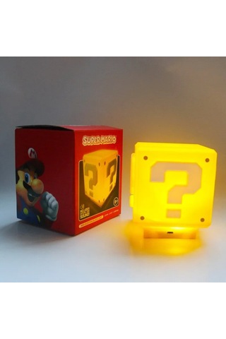 Kangvka Super Mario Bros Soru İşareti Gece Lambası - Nostaljik 2w Işıklı Oyuncağı, 12v Usb İle Ev Dekorasyonuna Renk Katın Sari