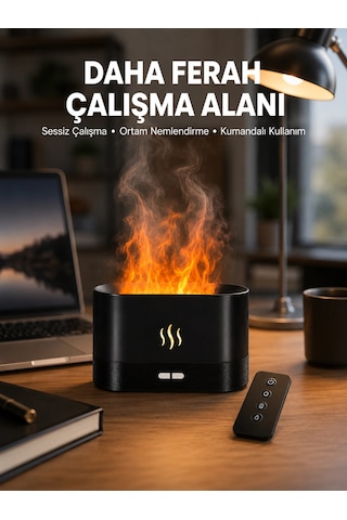 Mey İthalat Aromatik Oda Kokusu Difüzörü Alev Tasarımlı Led Işıklı Nemlendirici Yeni Nesil