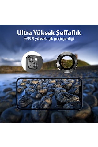 Ally Apple Uyumlu iPhone 13 Pro - 13 Pro Max 3D Metal Çerçeveli Kamera Koruyucu Lens Çok Renkli