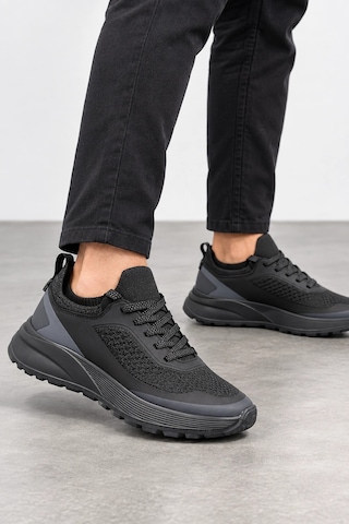 Ht Hotin Cipher Erkek Bağcıklı Günlük Sneaker Spor Ayakkabı - Siyah
