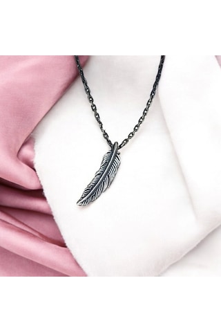 İpek Silver 925 Ayar Gümüş Tüy Unisex Kolye Gümüş