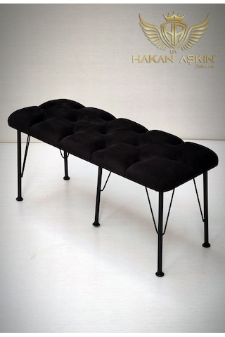By Hakan Aşkın Metal Ayaklı Babyface Puf & Bench Tekli Baby Face Siyah