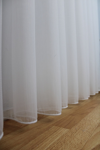 Tül Balık Sırtı Desenli Simli 1/3 Sıklık Korniş İçin BEYAZ