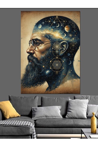 İnsan Ve Evrenle Bağlantısı Soyut Sanat Dekoratif Kanvas - Mdf Ahşap Tablo
