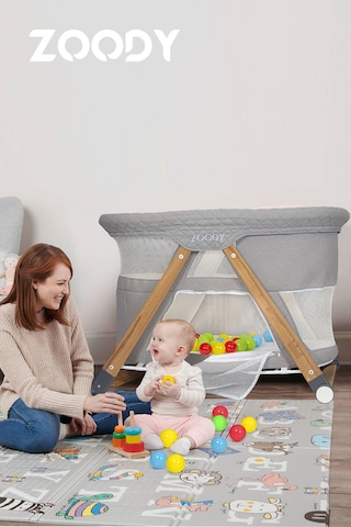 Kiwi Zoody Park Yatak Ve Oyun Parkı Bebek Beşiği, Anne Yanı Beşik, Park Beşik, Sallanan Beşik -siyah Renk