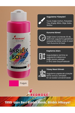 Red Rose Fuşya Akrilik Boya 120 ML
