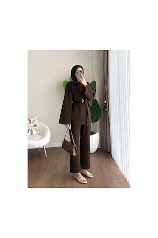 Unika Boutique Kadın Tesettür Scuba Takım Kahverengi