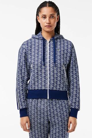 Lacoste Womens Regular Fit Monogram Sweatshirt Kapüşonlu Kadın Sweatshirt Mavi