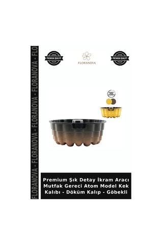 Premium Şık Detay İkram Aracı Mutfak Gereci Atom Model Kek Kalıbı - Döküm Kalıp - Göbekli Çok Renkli